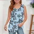 thumbnail image 2 of Taqqpue Girls Tank Tops Kids Summer Crewneck Neck Sleeveless Shirts Casual Cute Floral Printed T Shirts 5-14 Years, 2 of 6