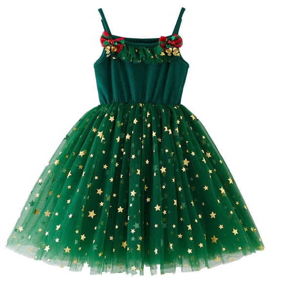 WXFAZCVU Toddler Baby Girl Christmas Dress Spaghetti Strap Sequin Tutu Dresses Fashion Going Out Size 6-7 Years