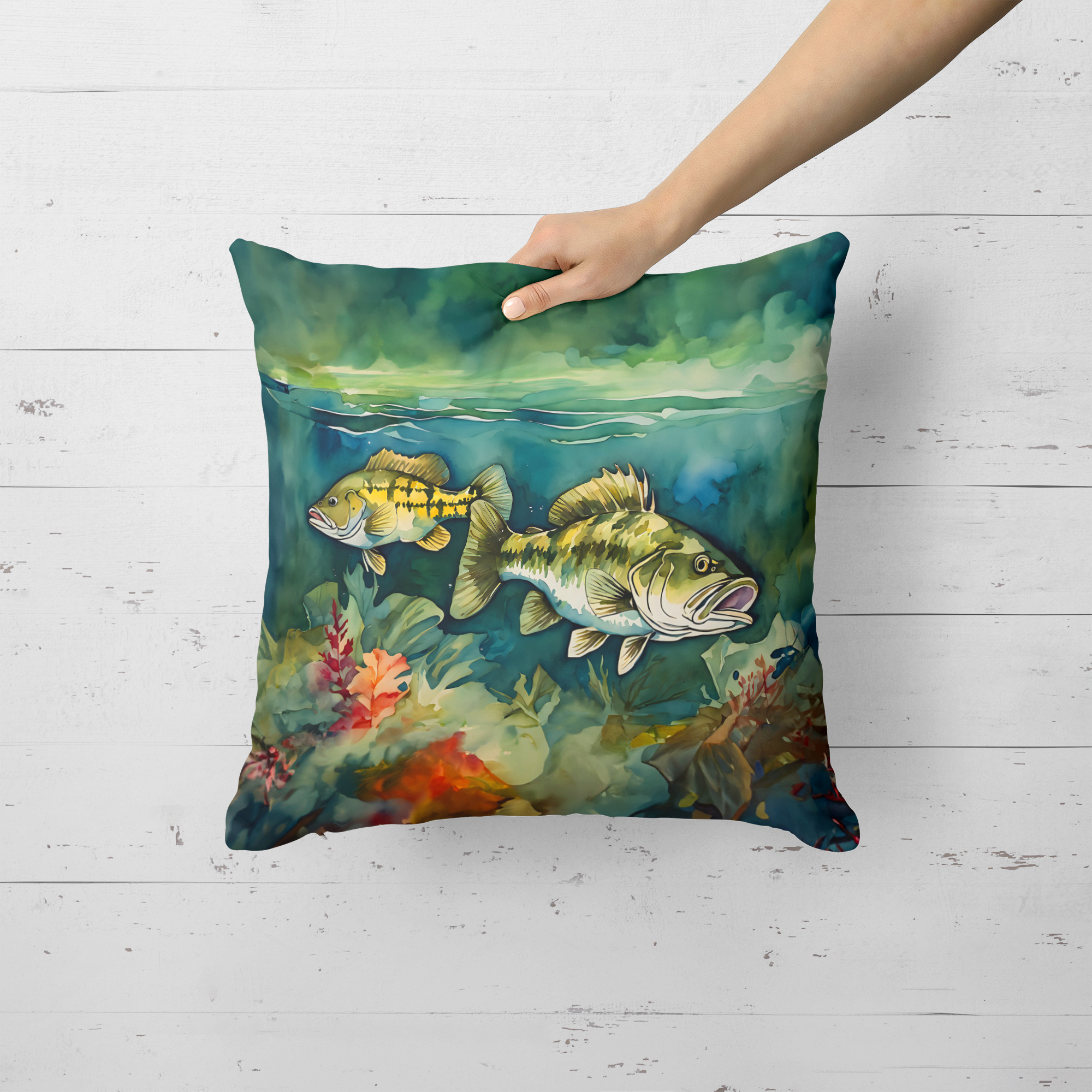 Smallmouth Bass Throw Pillow 18 in x 18 in