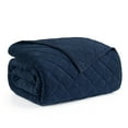 thumbnail image 4 of Pawz Navy Blue Full/Queen 90"x92" Soft Corduroy and Microfiber Velvet Quilt, for Adults and Teens, 4 of 10