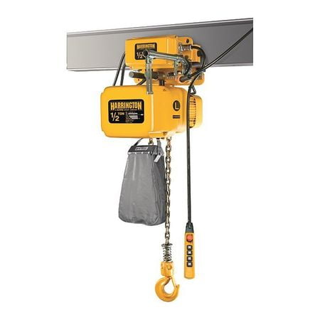 - HARRINGTON NERM005L-L-15 Electric Chain Hoist w/Trolley, 1000 lb.