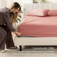 thumbnail image 5 of Bare Home 100% Organic Cotton Fitted Sheet - Sateen Weave - 400 Thread Count - Full, Dusty Rose, 5 of 9