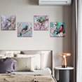 thumbnail image 5 of 4 Pieces Wall Art Canvas Prints - Oil Painting Flowers and Birds Picture Painting - Modern Wall Artwork Framed for Gifts Bathroom Home Kitchen Office Decor - 12 x 12 Inch, 5 of 5