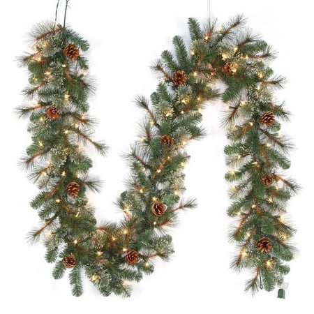 Martha Stewart Living Christmas Garland Pre-9 ft. Pre-Lit ...