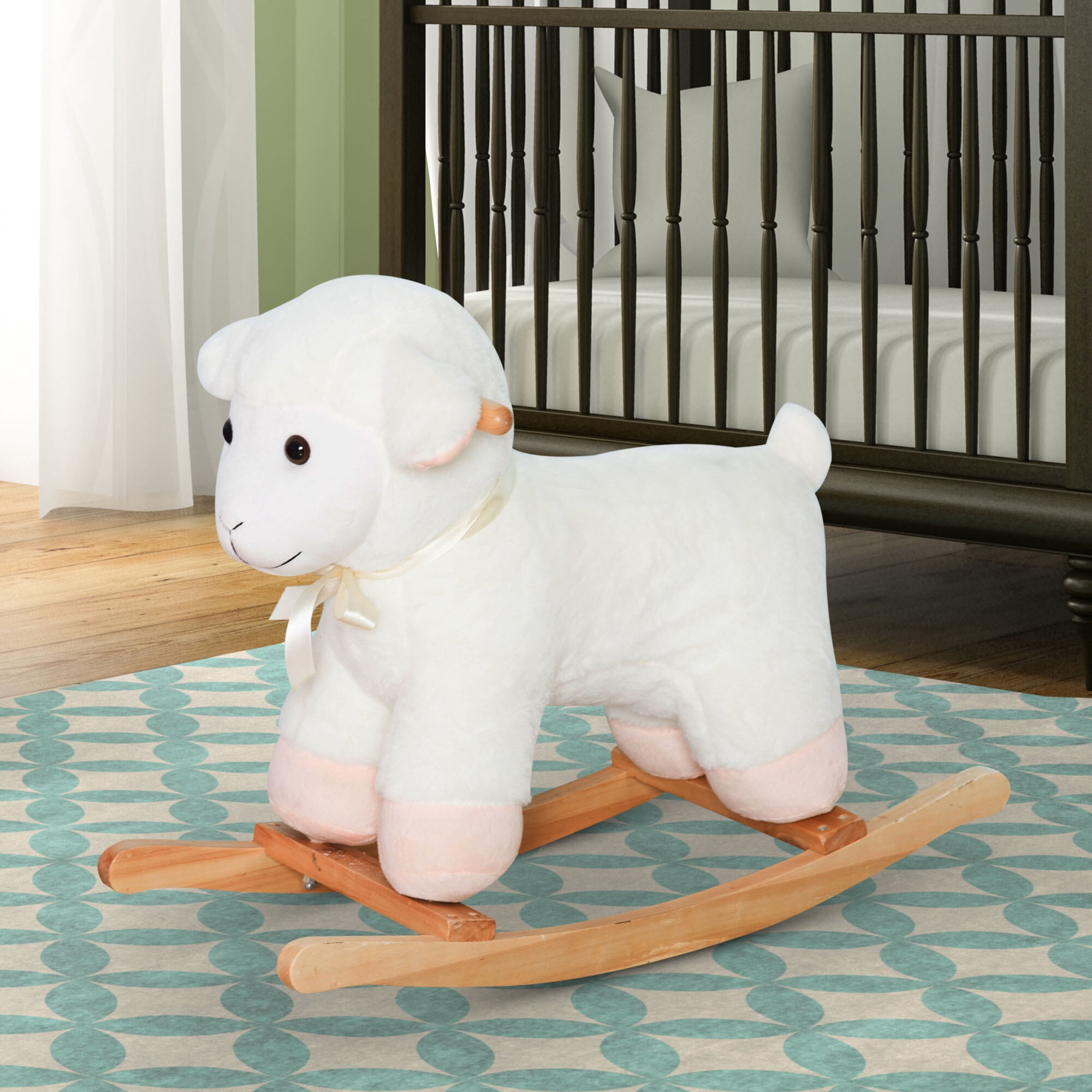 Childrens Bike, Lamb Rocking Horse Sheep, Nursery Stuffed Animal Ride On Rocker for Kids, Wooden Plush, White, White Kids Bike,Plush Girls Bike, Toys Kids Bikes & Riding Toys