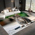 thumbnail image 3 of Area Rugs 6x9 ft Stain Resistant Washable Rug Animal Gray Cat, Machine Washable Rug with Non-Slip, Area Rug for Living Room Bedroom Dining Home Office, 3 of 7
