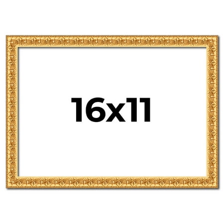 16x11 Frame Gold Real Wood Picture Frame Width 1 inches | Interior Frame Depth 0.5 inches | Edwina