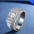 thumbnail image 4 of 11.5mm Men's AAA Zircon Band 18K White/Yellow Gold Filled Wedding Ring Size 7-12, 4 of 8