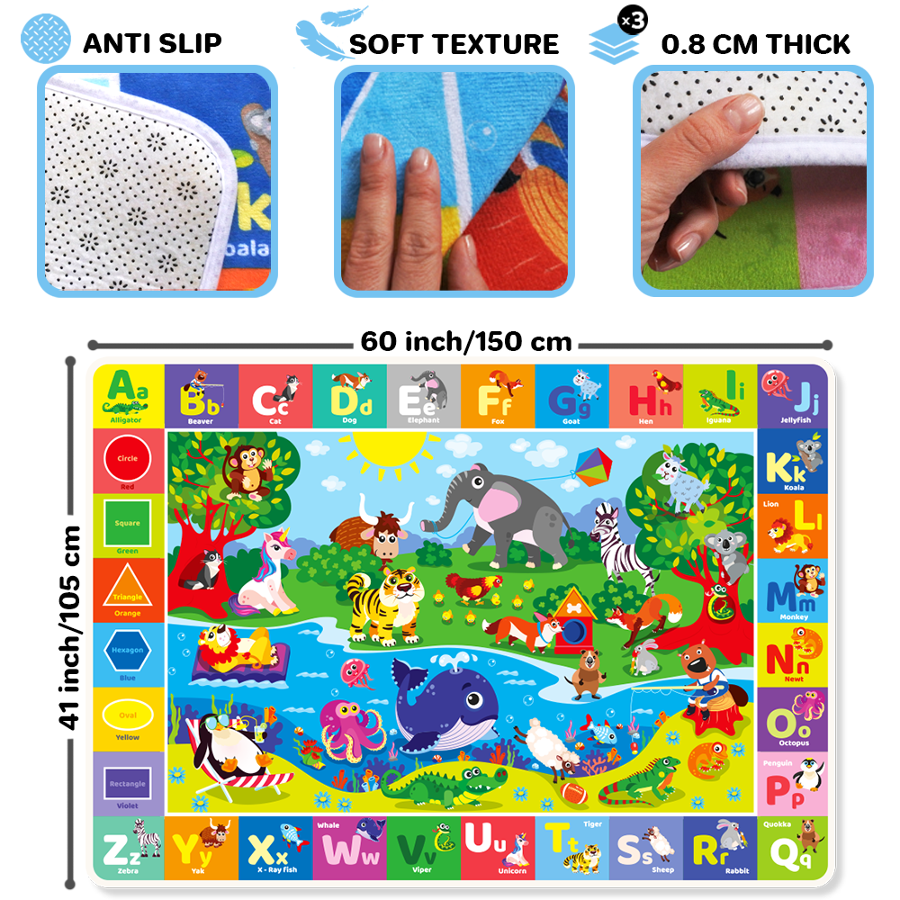 Quokka Baby Play Mat - Super Soft Plush Surface ABC Playmat for Toddlers & Infants