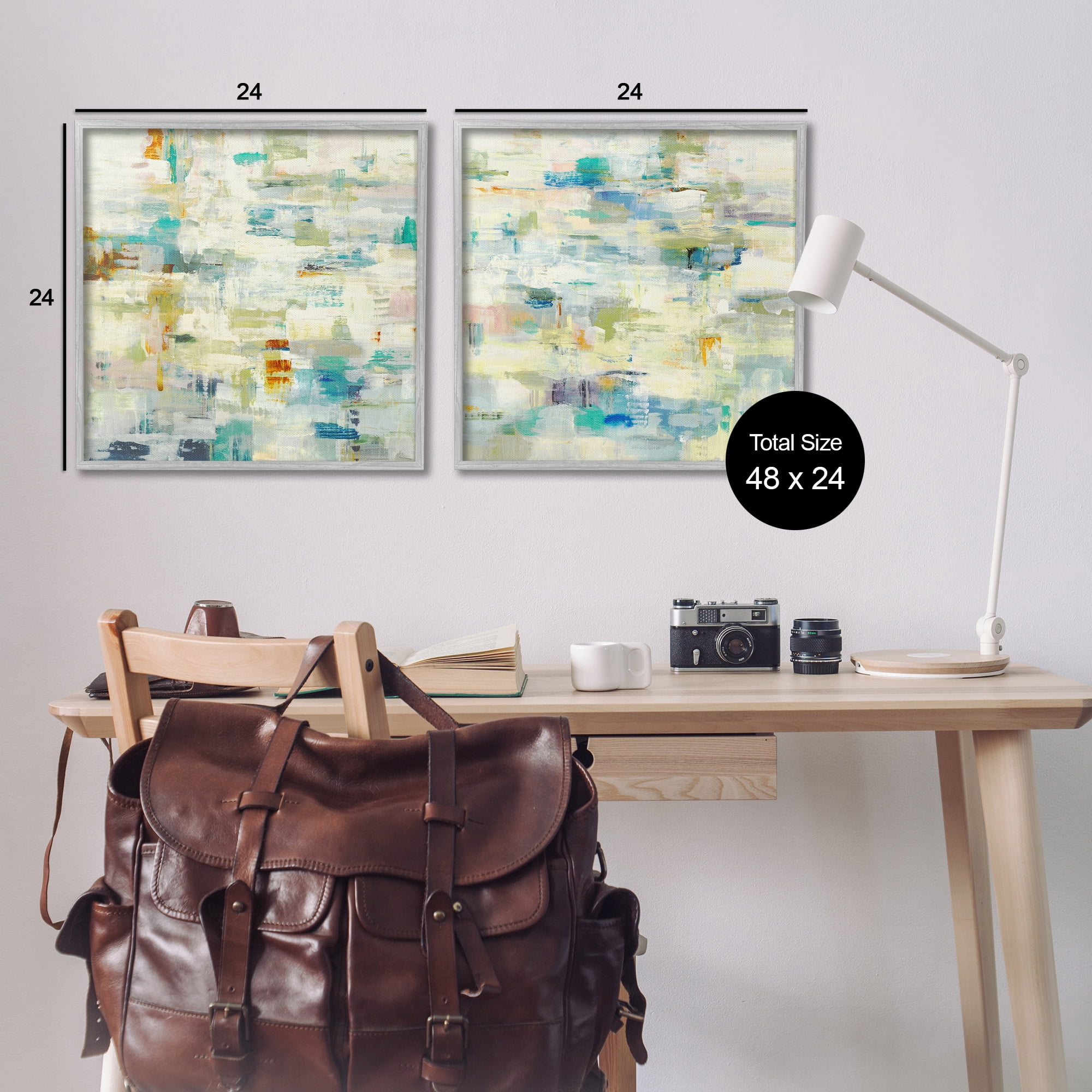 Stupell Industries Complex Patterned Abstraction Abstract Painting Gray Framed Art Print Wall Art, 24 x 24, Set of 2