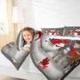 thumbnail image 4 of Manfei Christmas Reinder Snowman Queen Comforter Set,Teens Xmas Gifts Bedding Sets,Red White Gray Bedding Comforter Set For Kids,Super Cozy Room Decor Reversible,3pcs, 4 of 8