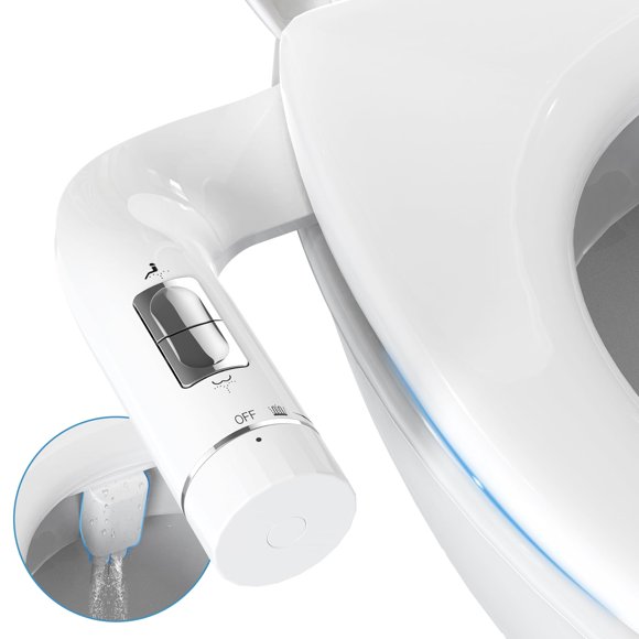6MM Ultra-Slim Bidet, Bidet Attachment for Toilet Dual Nozzles (Frontal & Rear Wash) Pressure Adjustable, Non-Electric Auto Self Cleaning,