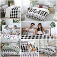 thumbnail image 5 of Queen 4 Piece Bedding Set Rustic Purple Flower Butterfly Soft Breathable Duvet Cover and Pillowcase,Pastoral Black White Plaid Duvet Cover Set Washable Bed Sheets for Bedroom Dormitory Guest Room, 5 of 9