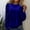 Blue, variant on Caywon Women's Fashion Casual Solid Color Velvet Sequin Round Neck Long Sleeve Pullover Top Sparkly Stylish Design Eye Catching for Party Holiday