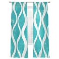 thumbnail image 6 of Teal Wave Sheer Curtains for Living Room Bedroom Modern Abstract Art Farmhouse Sheer Curtains 108 Inch Long 2 Panels Set Light Filtering Curtain Window Treatments Drapes for Dining Room, 6 of 6