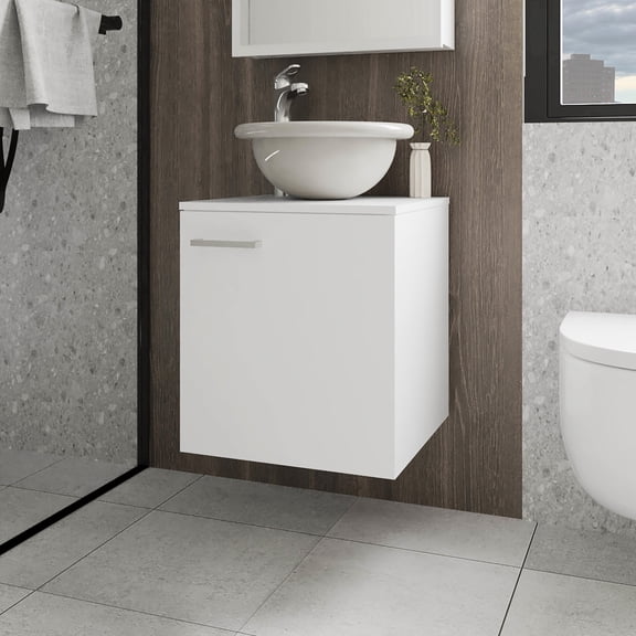 Wall-mounted White Bathroom Vanity / Create Open and Airy Bathroom Space