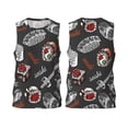 thumbnail image 2 of Gaeub Japanese Sushi Hashi Men's Mesh Basketball Jersey, Quick-Drying Sleeveless Top S-4XL, Loose Muscle Tank Top -3X-Large, 2 of 9