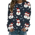 thumbnail image 1 of RKSTN Sweat-Shirt pour Femmes Mode Noël Imprimé à Capuche Raglan Manches Longues Col Rond Haut Chandail en Molleton de Noël, 1 of 4