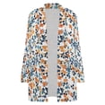 thumbnail image 4 of Women's Plus Size White Orange Floral Cardigan, Long Sleeve Open Front Tunic with Pockets, 4 of 8