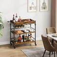 thumbnail image 6 of IDEALHOUSE Bar Cart, Bar Carts for The Home, 3 Tier Bar Cart with Wheels, Portable Home Bar & Serving Carts, Rolling Cart with Wine Rack and Removable Tray for Living Room, Kitchen, 6 of 7