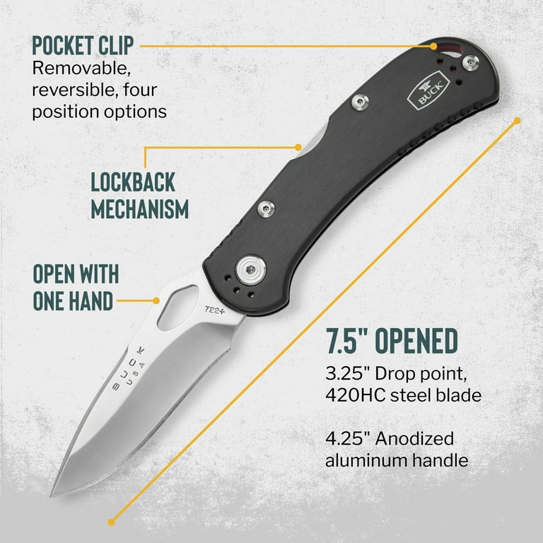 Spitfire Lockback Black with Belt Clip, 3.25