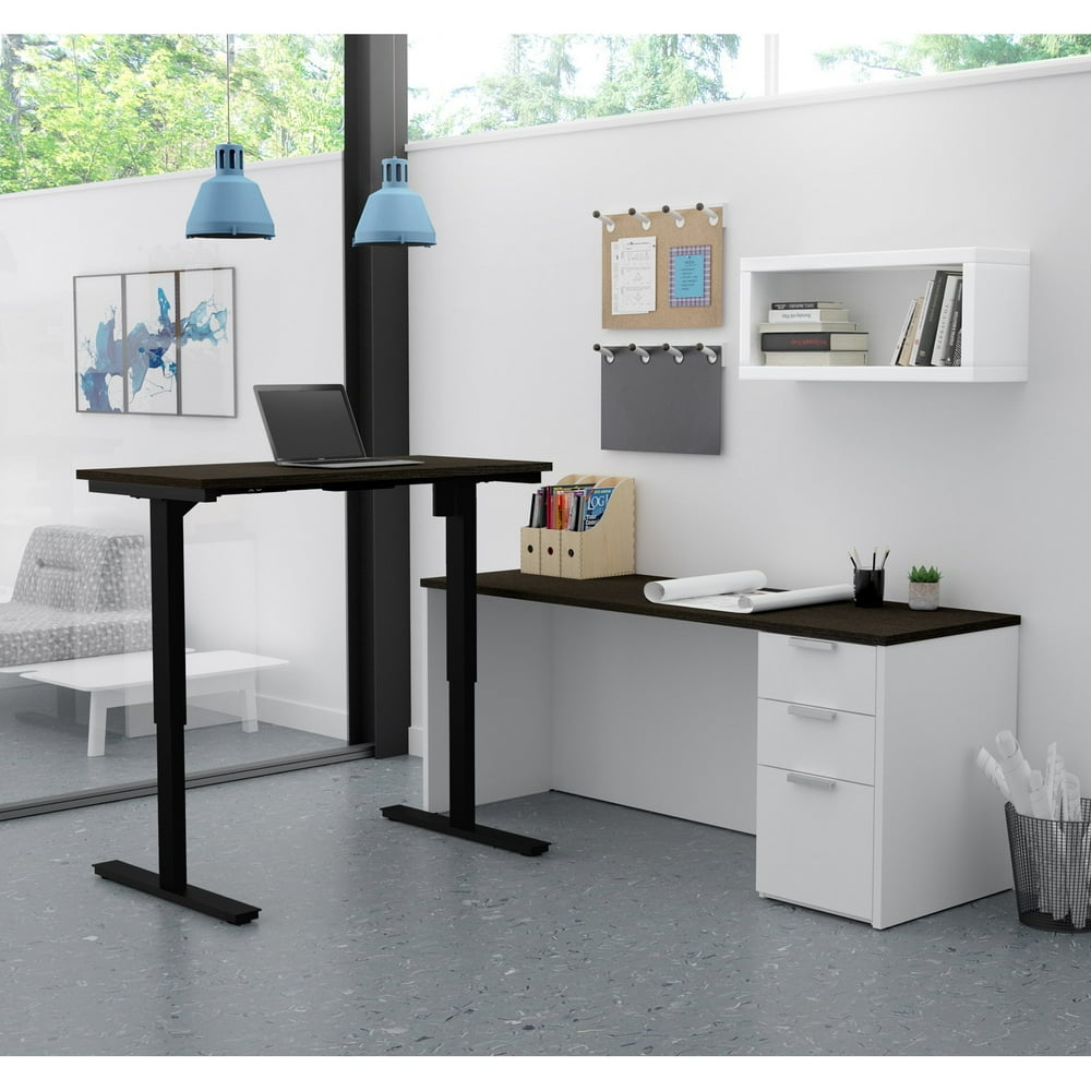 ProConcept Plus Height Adjustable LDesk in White & Deep Grey