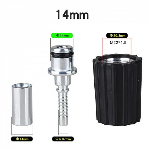 High Pressure Washer Hose Insert Fittings D14 D15mm Ring Nut M22 Car Washer Water Cleaning Hose Pipe Fitting Twist Connector
