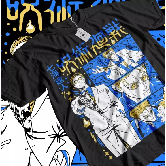 VINTAGE Nanami Kento T-Shirt Jujutsu Kaisen Gojo Satoru Horror Anime Shirt Black