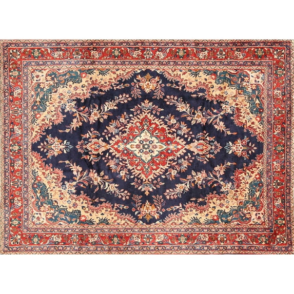 Ahgly Company Machine Washable Indoor Rectangle Traditional Brown Red Area Rugs, 7' x 10'