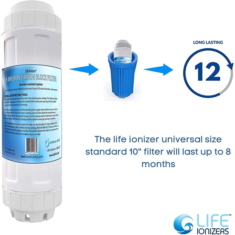 Life Ionizer Coral Calcium Remineralizer Pre-Filter – Adds 73 Minerals To RO Water, 10" Standard Size