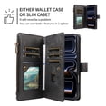 thumbnail image 5 of For Apple iPhone 17e Orchid Pattern Wallet Case, 9 Card Slots Zipper Pocket, Detachable Wrist & Shoulder Strap, Magnetic Shockproof Protective Phone Case,Black,For iPhone 17e, 5 of 9