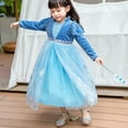 thumbnail image 5 of IBTOM CASTLE Little Big Girls Elsa and Anna Princess Clothes Snow Queen Long Sleeve Sequins Snowflake Velvet Tulle Dress Birthday Halloween Christmas Carnival Cosplay Party Pageant Prom Ball Gown, 5 of 8