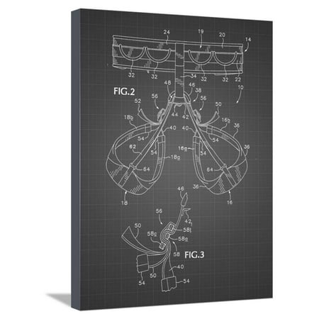 PP297-Black Grid Rock Climbing Harness Patent Poster Stretched Canvas Print Wall Art By Cole
