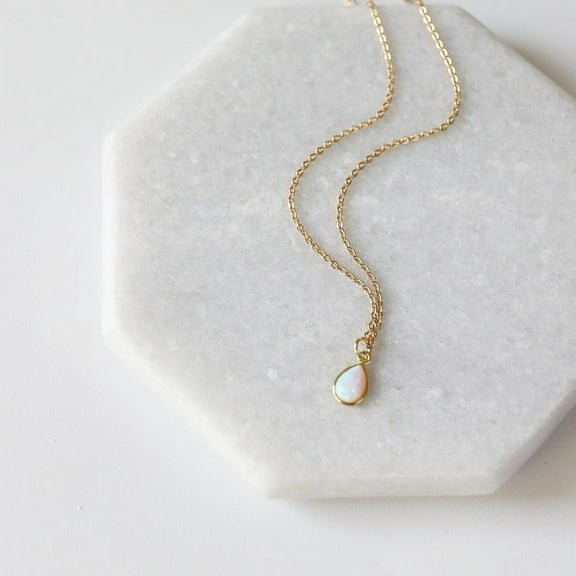Opal Gemstone Gold Necklace, Opal Stone Necklace, Triangle Goldplated Necklace Gift for Her