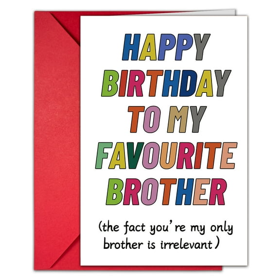Happy Birthday Card for Brother - Colorful Design with Fun Message - Includes Envelope, Blank Inside - Ideal for Celebrating Your Favorite Sibling on His Special Day