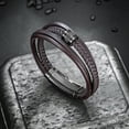 thumbnail image 5 of Mens Leather Bracelet, Adjustable Multi Strand Wristband with Stainless Steel Clasp, Fashion Cuff Bracelet for Business and Casual Wear, 5 of 10