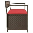 thumbnail image 3 of vidaXL Garden Storage Bench with Cushion Brown Poly Rattan, 3 of 5