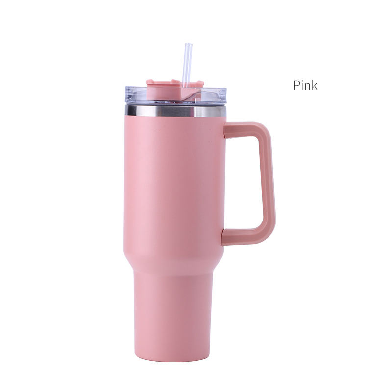 Travel Coffee Mug,Glass Mug with Handle and Straw Lid Stainless Steel
