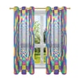 thumbnail image 7 of Yayeee Window Curtains Light Filtering 63"x42" Grommet Panel Pair Home Living Room Decor, Psychedelic Pattern, 7 of 7