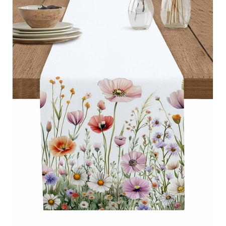 

Table Runner Dresser Scarf 13 x 72 Inch Light Pink Floral Rustic Wildflower Leaf Spring Blossom Table Runners Non-Slip Heat Kitchen Dining Table Decor for Indoor Outdoor Home Party Decoration