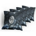 thumbnail image 5 of Ambesonne Winter Throw Pillow Cover 4 Pack, Moon at Night in Forest, 16", Black and Blue, 5 of 7