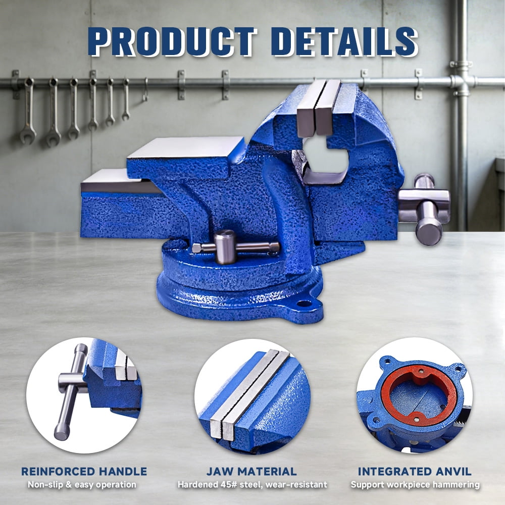 5-Inch Bench Vises with Anvil Swivel Locking Base Table Top Clamp, Duty Bench Vise with Locking 360-Degree Swivel Anvil