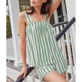thumbnail image 2 of Ensemble de Pyjama Rayé Y2K pour Femmes, 2 Pcs, Camisole, Hauts Babydoll et Boxeurs Rayés Assortis, Ensemble de Détente, 2 of 2
