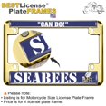 thumbnail image 2 of [Officially Licensed Product] - Motorcycle Domed Custom-Made Personalized Metal License Plate Frame Frame with U.S. Navy Seabees Naval Construction Battalions Design - Gold, 2 of 7