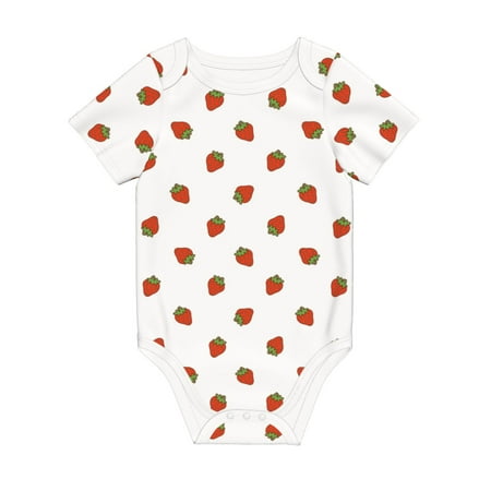 

Coaee Hand Drawn Strawberry for Soft Cotton Baby Short-Sleeve Bodysuit Baby Girls Boys Bodysuit Romper