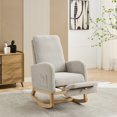 thumbnail image 2 of Rocking Chair for Nursery, High Back Glider Chair with Retractable Footrest, Side Pocket, Rubber Wood Rocking Accent Armchair for Living Room, Bedroom, Light Gray, 2 of 9