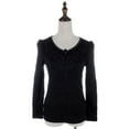 thumbnail image 2 of S/M Fit Classic Delicate Lace Sequin Pattern Lace Overlay Top Black, 2 of 4