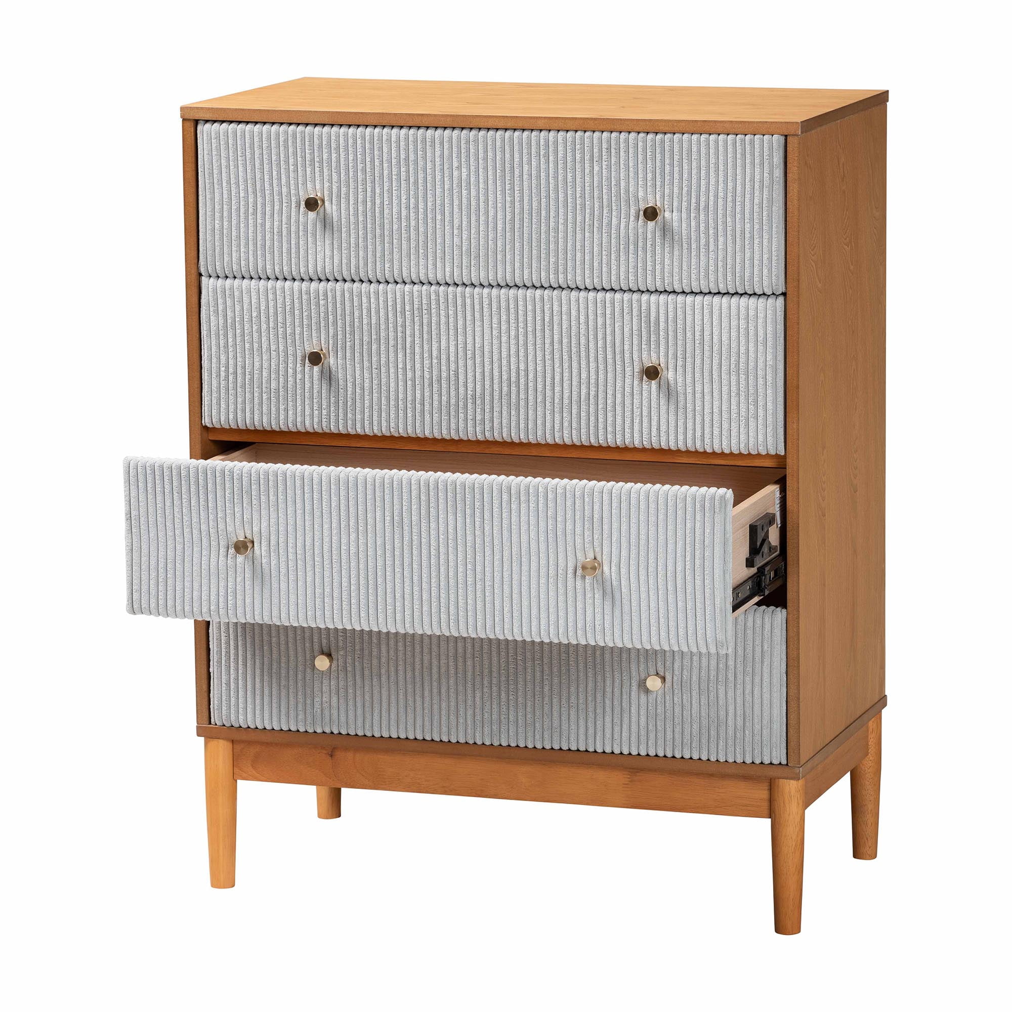 Baxton Studio Taylin Mid-Century Chest, 4-Drawer, Grey