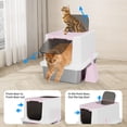 thumbnail image 2 of RIZZARI Enclosed Cat Litter Box: Large Top & Front Entry - High-Sided Anti-Scatter Design - Stainless Steel Odor Control - Easy Clean  Non-Stick Coating- Pink Litter Pan, 2 of 7