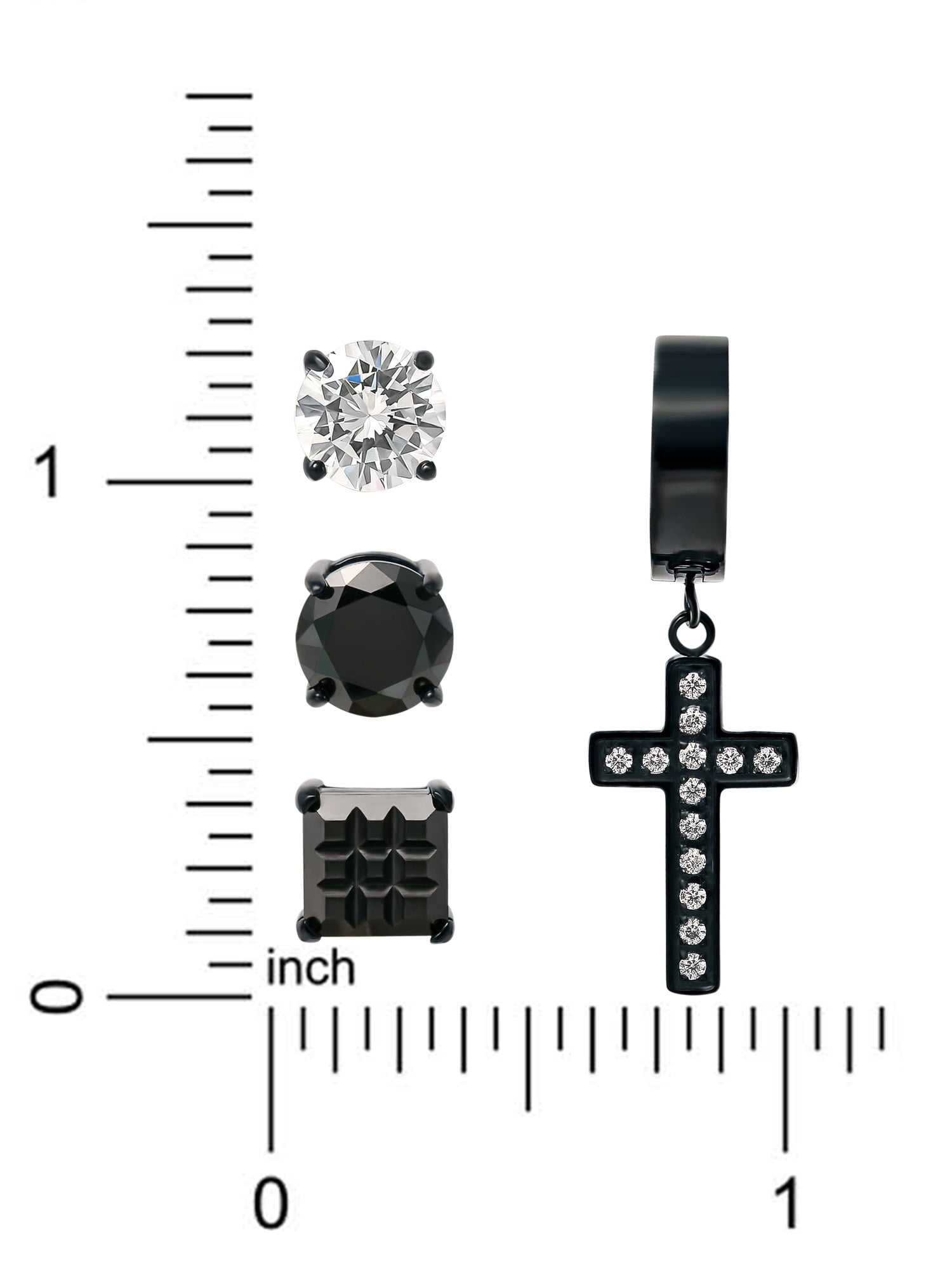 Brilliance Jewelry Women's Stainless Steel Black Plated CZ Singlet Earring Set